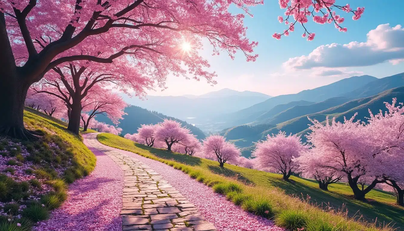 évadez-vous à un petit coin de paradis à seulement 1h30 de la france. découvrez un lieu enchanteur où les cerisiers en fleurs vous plongent dans une atmosphère féerique, sans nécessiter de billet pour le japon. vivez une escapade unique et inoubliable !